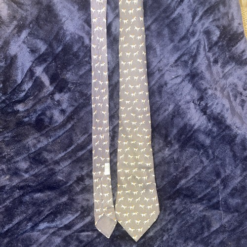 Hermes men silk tie - hermes, dark