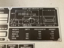US ARMY M416 FORD MUTT  JEEP TRAILER ID / DATA PLATE