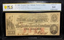 PCGS CU64 NORTH CAROLINA 1863