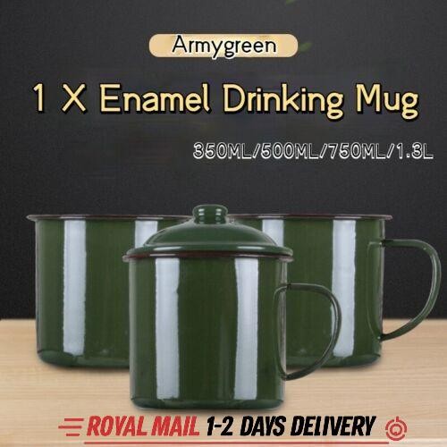Armygreen enamel mug vintage - mug,