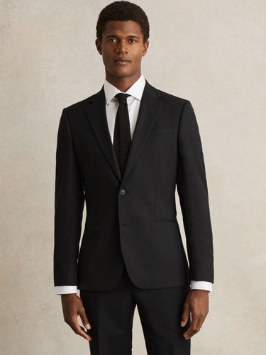 Reiss mens black wool blend - black,