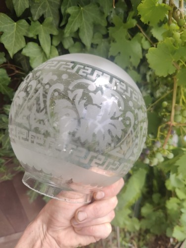Antique acid etched oil lamp - acid,