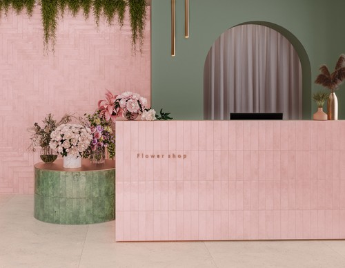 Subway brick flat pink metro - flat,