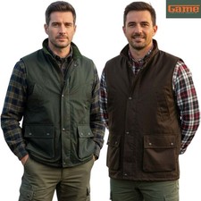 Mens Game Quilted Wax Gilet Tartan Lined Bodywarmer Hunting Outdoor Waistcoat