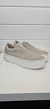Mint Velvet Ellie White Platform Trainers Size 6 Metallic Canvas Slip On Gold 
