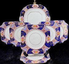 Salisbury “Stratton” Set of 7 Antique Bone China Cake/Sandwich Plate Set