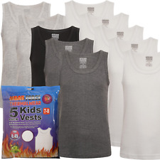 Heatforce 5 pk Kids Thermal Vests Soft Warm Stretch Brush Lined Winter Baselayer