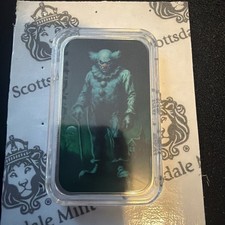Halloween Horrors Color Silver Bar - carnival clown  1oz .999 Silver Bar