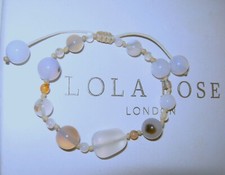 LOLA ROSE *STUNNING* MONTANA AGATE ADJUSTABLE GREY WHITE BRACELET NIKKI & ME QVC
