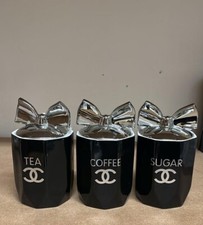 Tea Coffee Sugar Jar Black