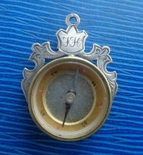 Silver compass watch fob - compass,