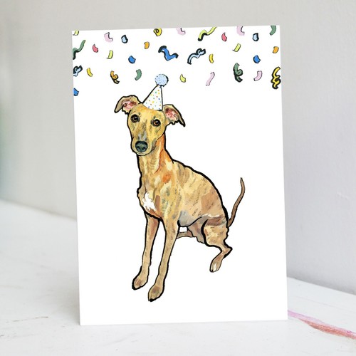 Brindle whippet birthday - birthday, card