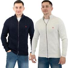 Crew Clothing Mens Cardigan Zip Up Chunky Organic Cotton Flek High Neck Pockets