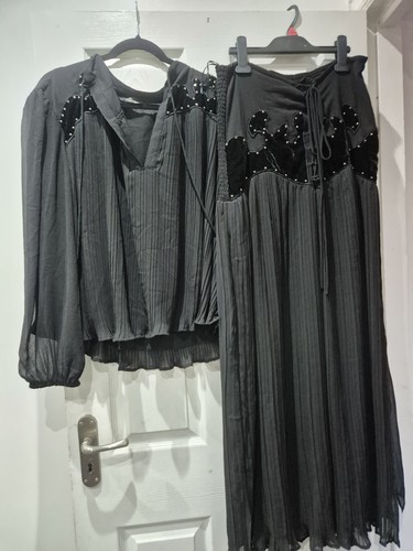 Blouse black with skirt - black,
