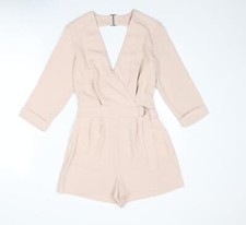 Topshop Womens Pink Polyester Blend Playsuit One-Piece Size 6 Hook & Eye