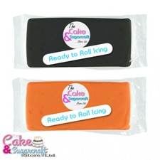 Sugarpaste icing orange black - icing,