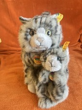 Steiff Grey Cat Mizzy and Kitten Mizzy (074622) Collectable.