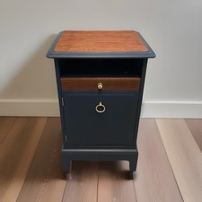 Stag Minstrel Rare Side Cabinet Bedside Mid-Century Navy Blue Cherrywood Solid