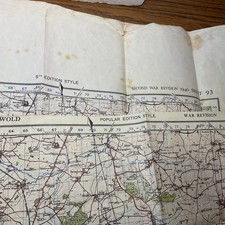 2 Ordnance Survey Second War Revision 1940 Sheet 93 Maps Stow On Wold Pop & 5th