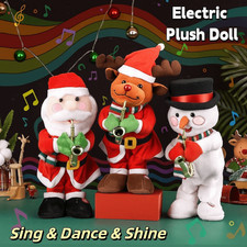 Snowman Elk Christmas Plush Toy Santa Claus Dancing Singing Stuffed Toys 35cm