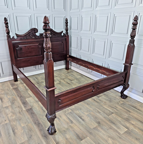 Antique mahogany double bed - antique,