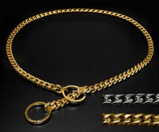 Stainless Steel Chain Dog Collar Training Slip Choker Heavy Duty Rottweiler Gold
