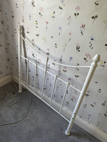 White metal bed headboard - bed,