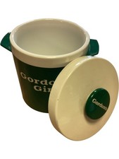 Vintage Insulex Gordon's Gin Insulated Ice Bucket Green & White Lid Barware 70s