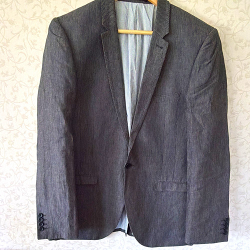 Next mens grey pinstripe wool - next,
