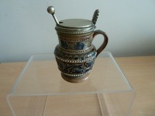 UNUSUAL DOULTON LAMBETH STONEWARE MUSTSRD POT AND SPOON