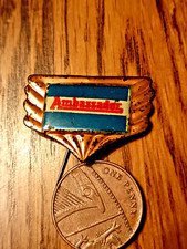 Vintage Ambassador Motorcycle Logo Tin Plate pin badge  1960's