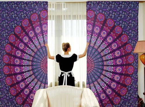 Mandala door window curtain - door,