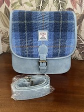 Harris Tweed Large Satchel In Blue Check Quality Handmade Bag FAST FREE P&P