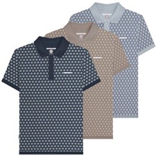 Mens Lambretta Geometric Target Retro Mod Ska Casual Polo Shirt Sizes M to 4XL