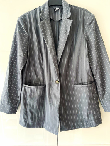 Grey pinstripe blazer - grey,