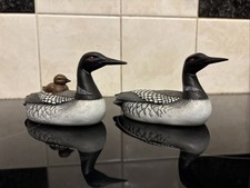 Pair Of Great Northern Diver Ceramic Figurines (Loons) 14 Cm
