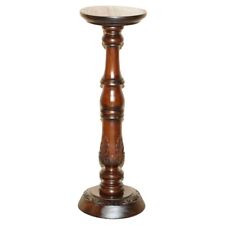 VINTAGE ENGLISH CARVED MAHOGANY PEDESTAL JARDINIERE COLUMN DISPLAY PLANT STAND