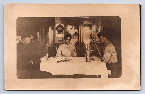 Vintage rppc men - rppc, playing