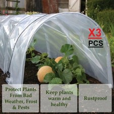 3x POLY TUNNEL CLOCHE MINI GREENHOUSE GARDEN GROW PROTECT PLANT 1.5M X 45 X 42cm
