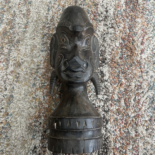 African wood carved head - carved,