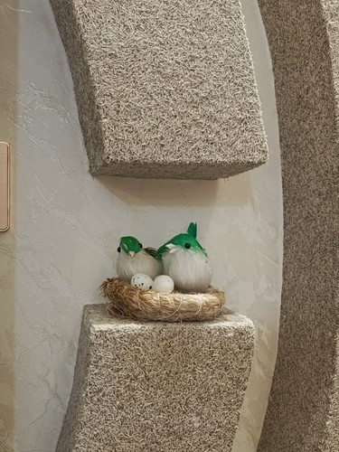 Artificial bird nest with - artificial,