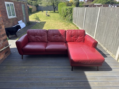 Real red italian leather sofa - real,
