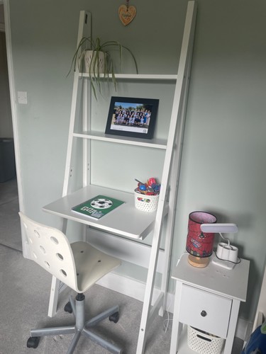 White ladder desk shelves - white,