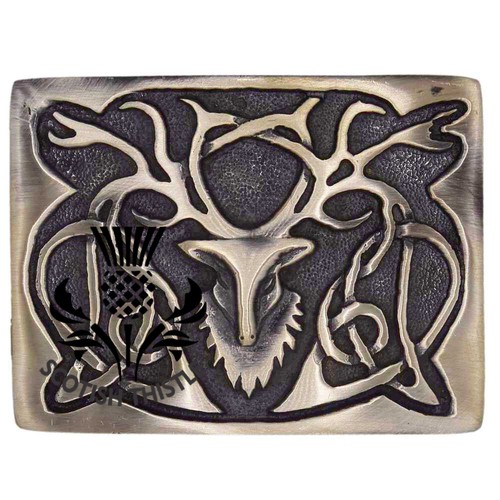 Stag head kilt - stag, buckle