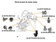 Yamaha YZF1000R Thunderace 2001 stainless steel screen motorcycle fairing bolts 