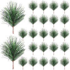 24Pcs Artificial Green Pine Needles Branches for Christmas Garland Wreath Decor