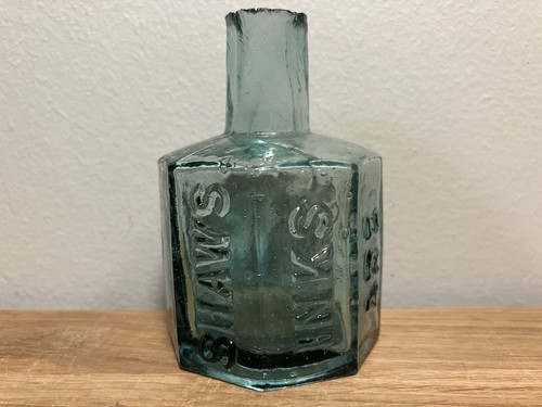Old shear lip octagonal aqua - ,