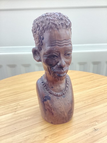 Wooden carved african head - carved,
