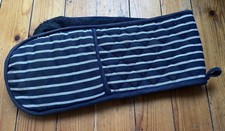 Oven Gloves, Navy / White Stripes, Thick Strong Cotton