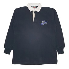 BARBARIAN Black Polo Shirt Rugby Impact Montreal Long Sleeve Cotton Mens L